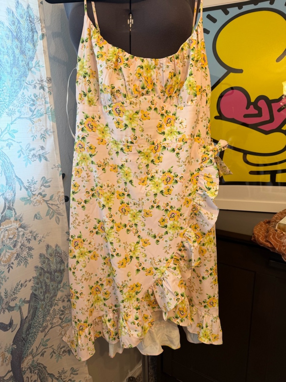 BCBGeneration Pink Floral Ruffle Dress